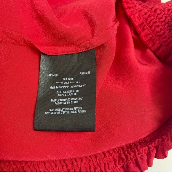 Ted Baker London Blouse Top Sz 2 US 6 Silk Red - Picture 5 of 9